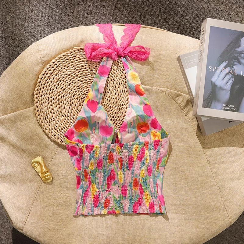 Beach style halter neck top