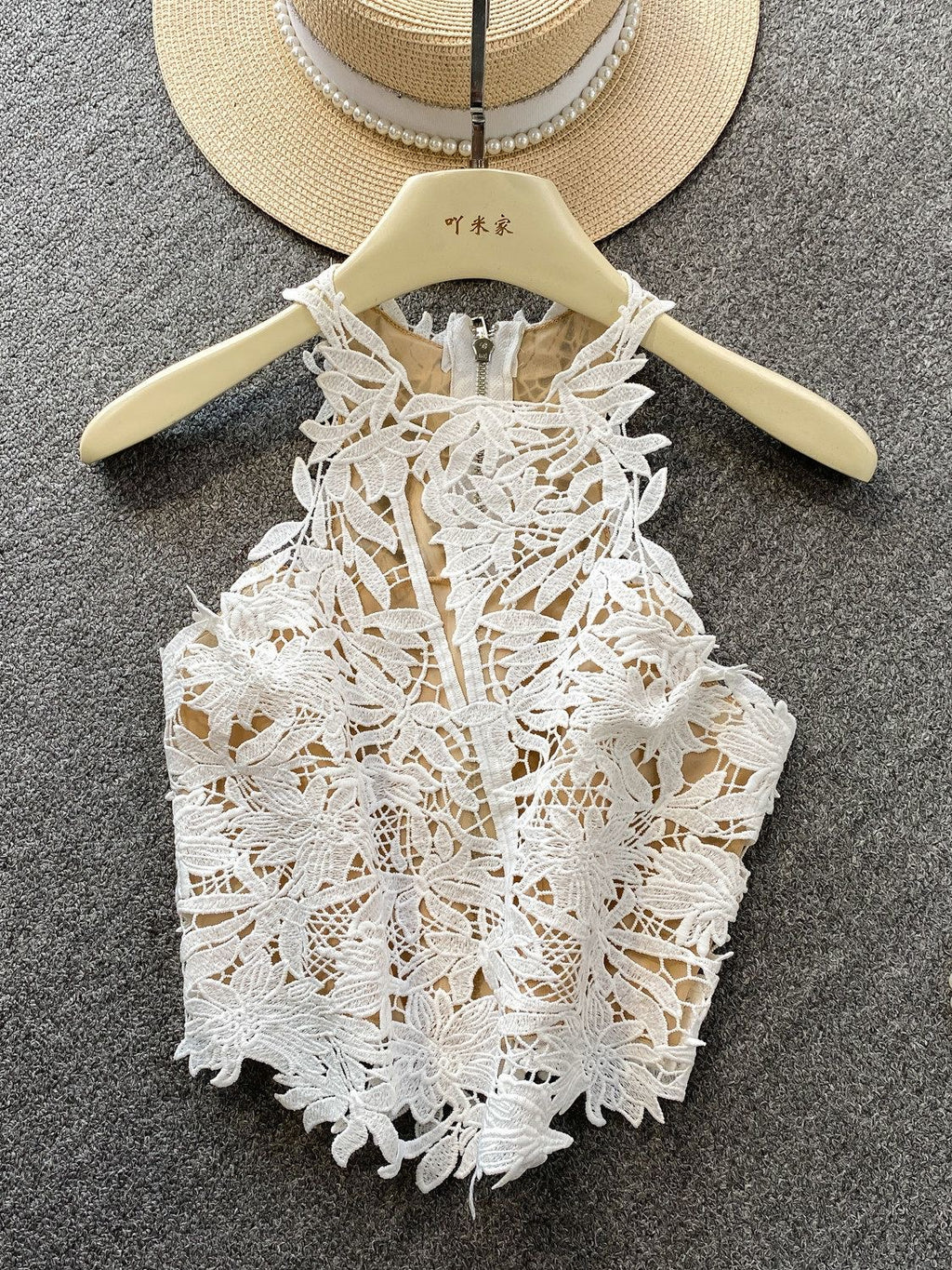 Die-cut lace summer top