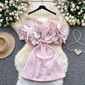 3D floral appliqué blooming roses dress