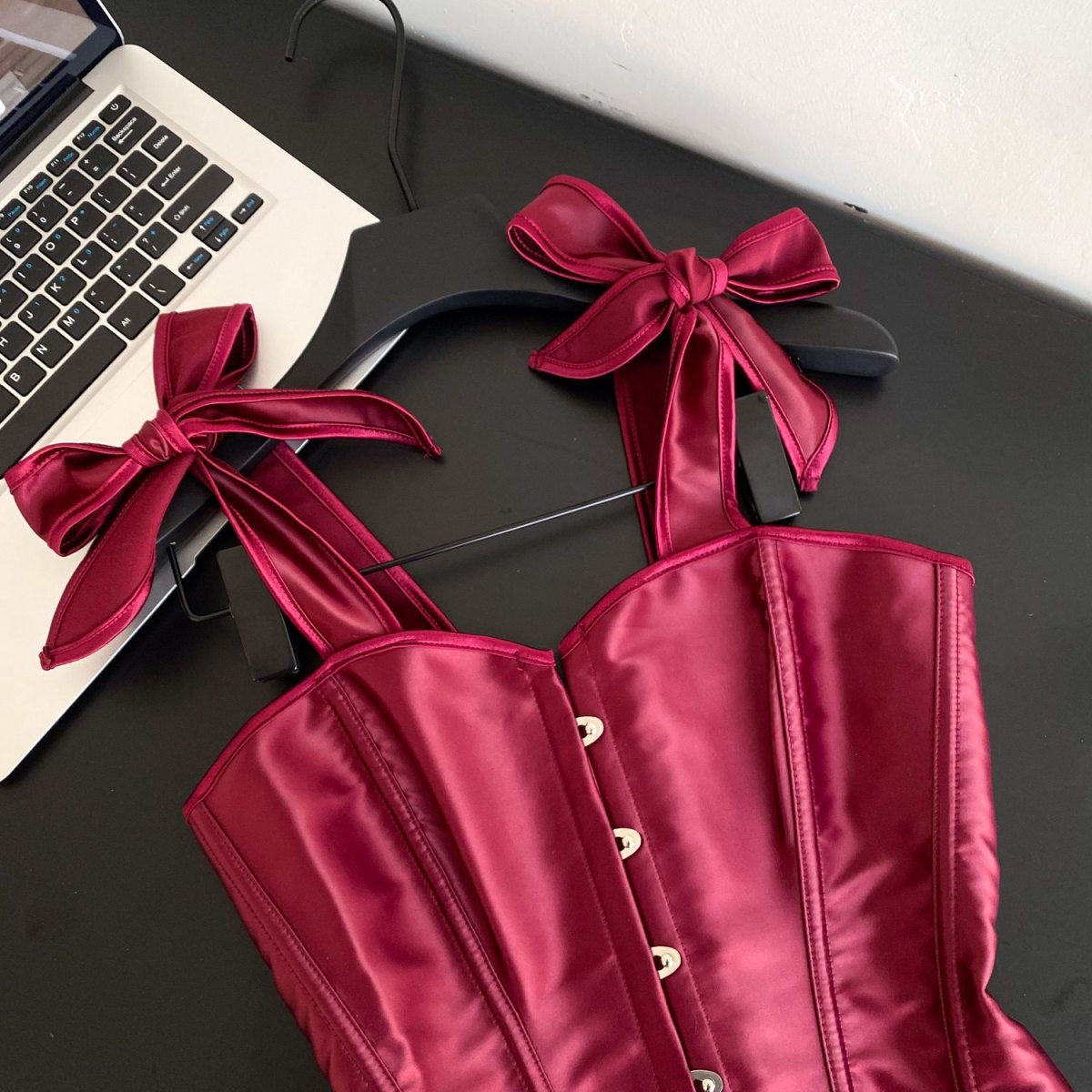 Red Lace up corset Top