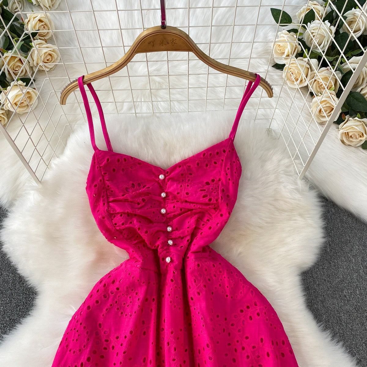 Pink midi length summer dress