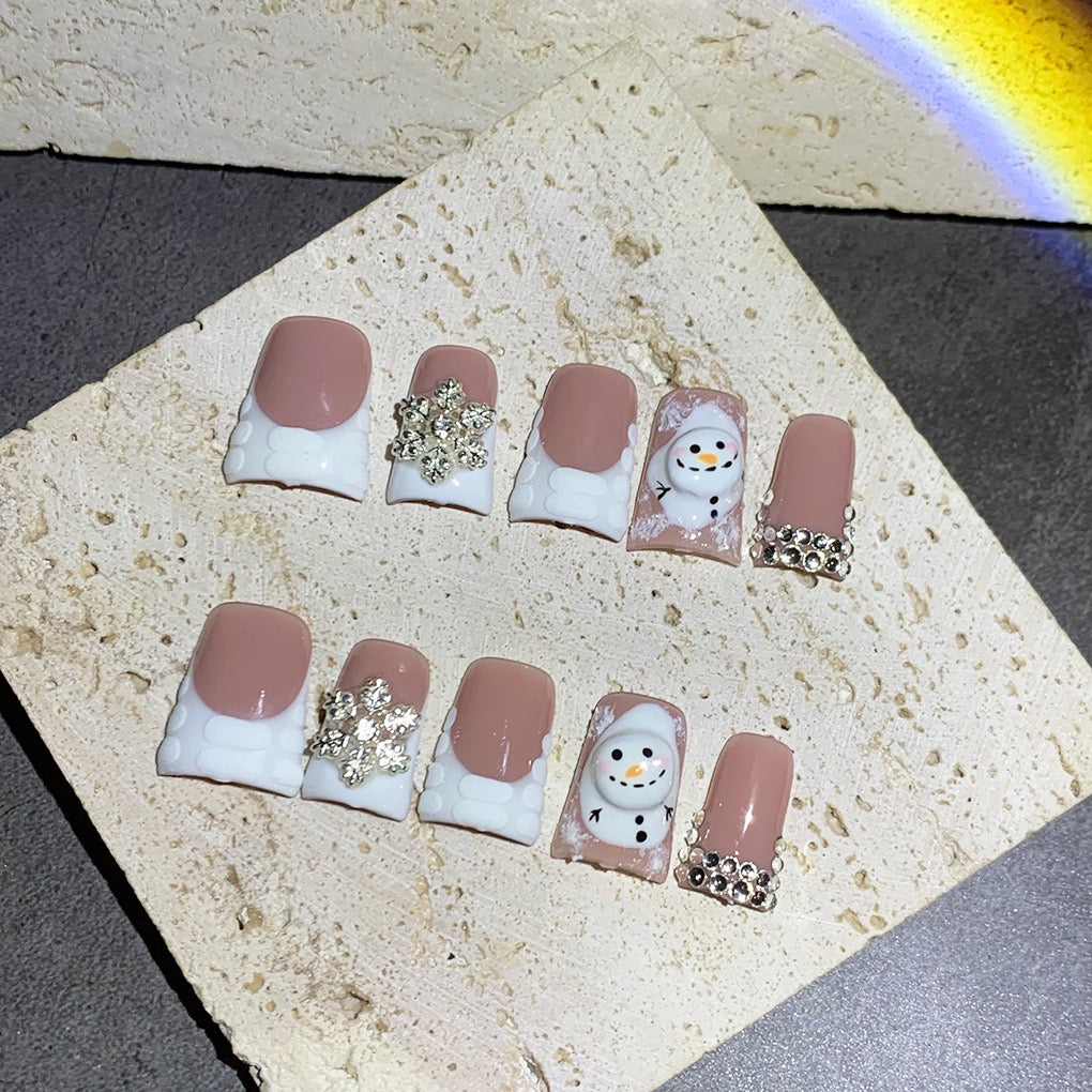 Snowy French Tip Acrylic Set❄️🌨️
