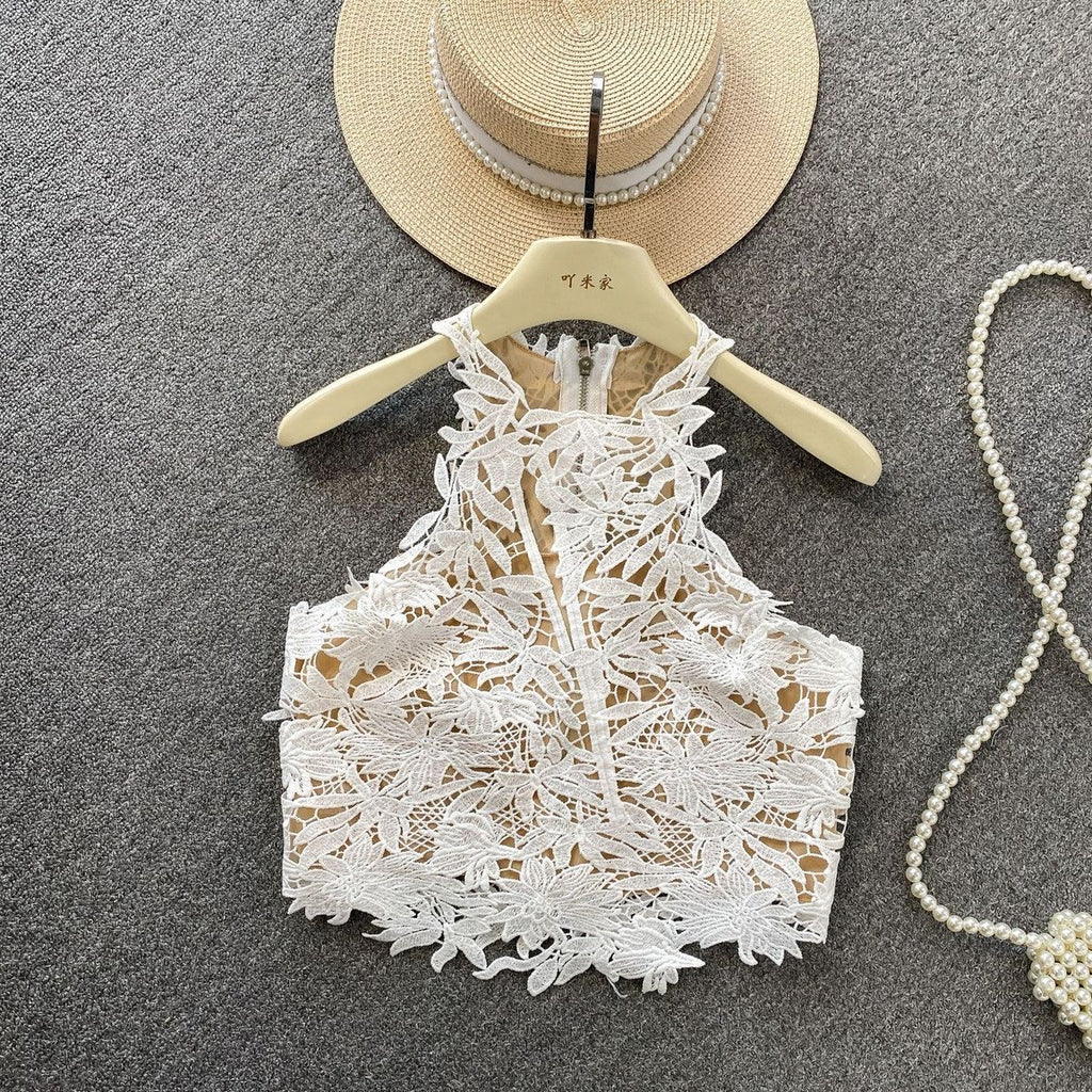 Die-cut lace summer top