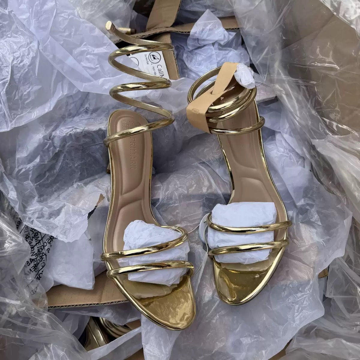 Gold Spiral Sandal Heels