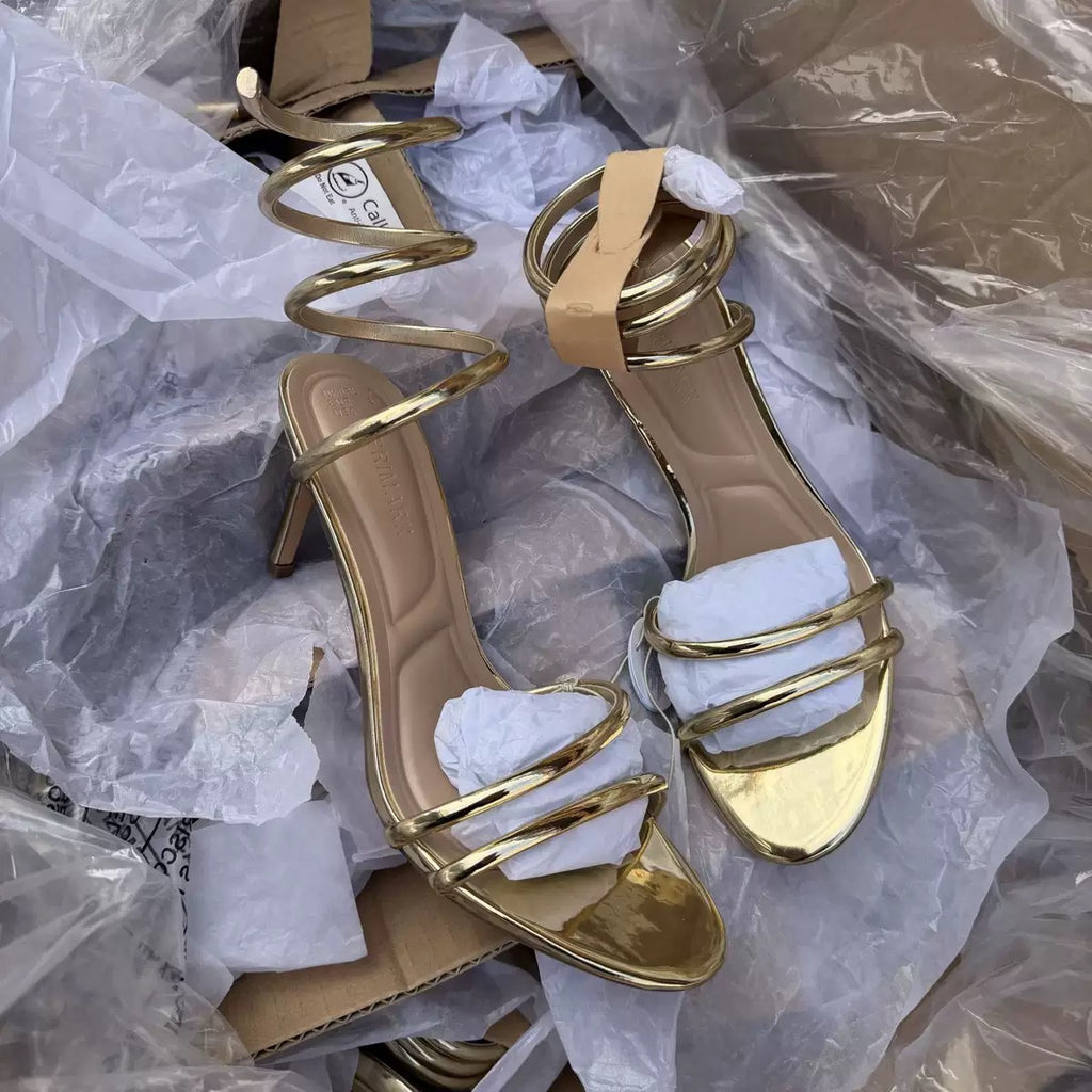 Gold Spiral Sandal Heels