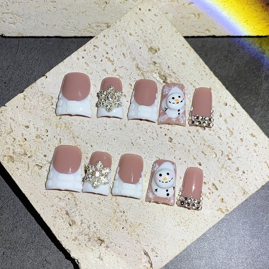 Snowy French Tip Acrylic Set❄️🌨️