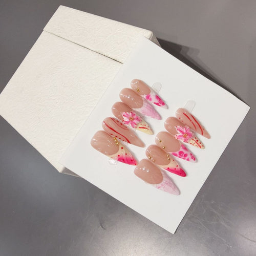 Stiletto Acrylic handmade nails -Pink