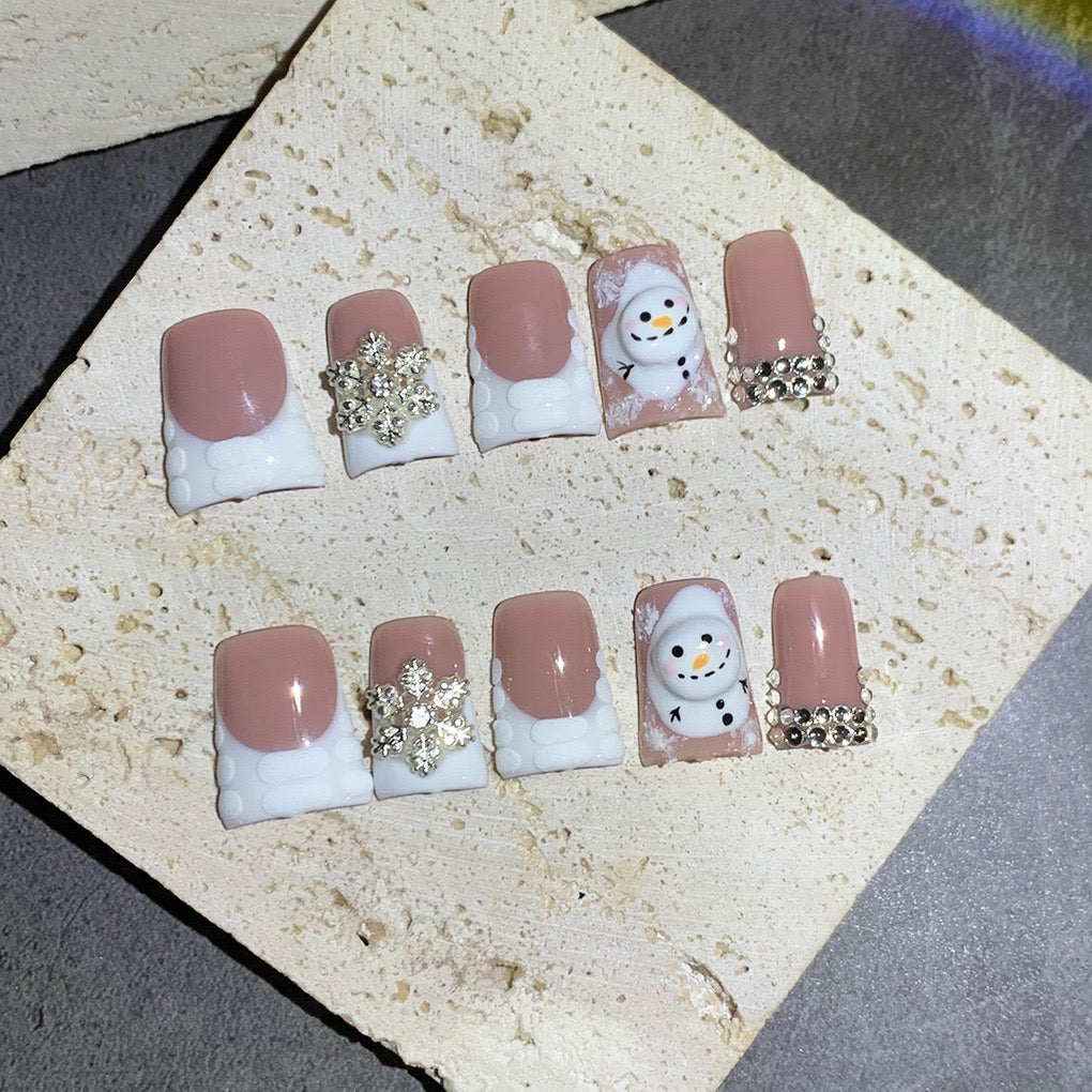 Snowy French Tip Acrylic Set❄️🌨️