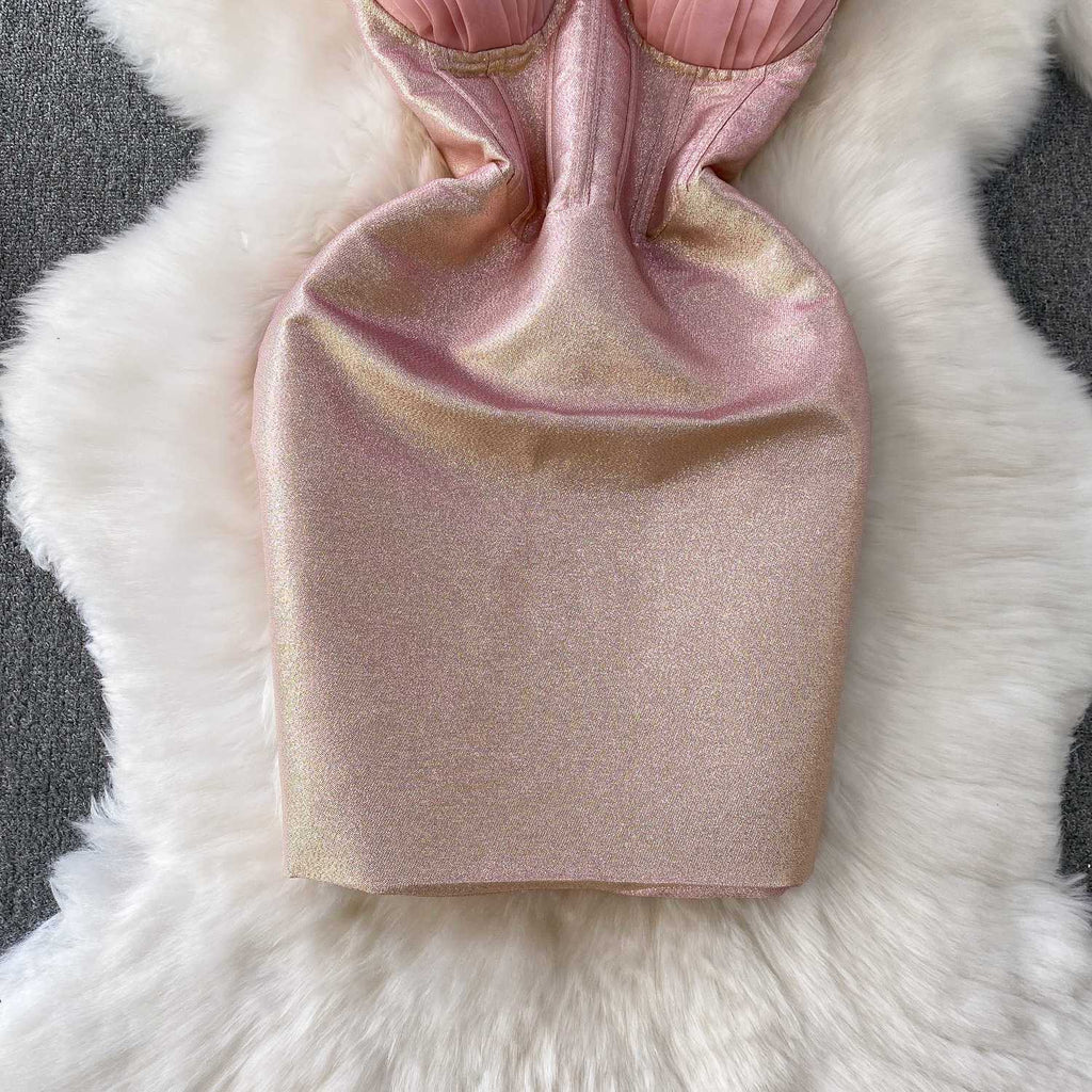 Blush Glam Ruffle Sleeve Mini Dress