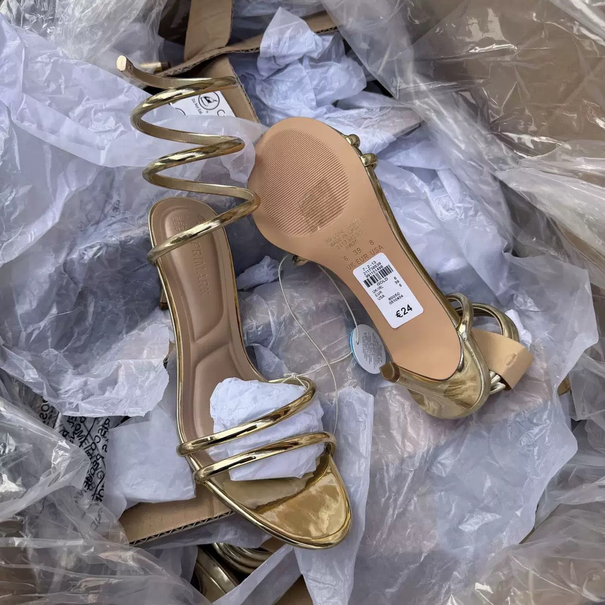 Gold Spiral Sandal Heels