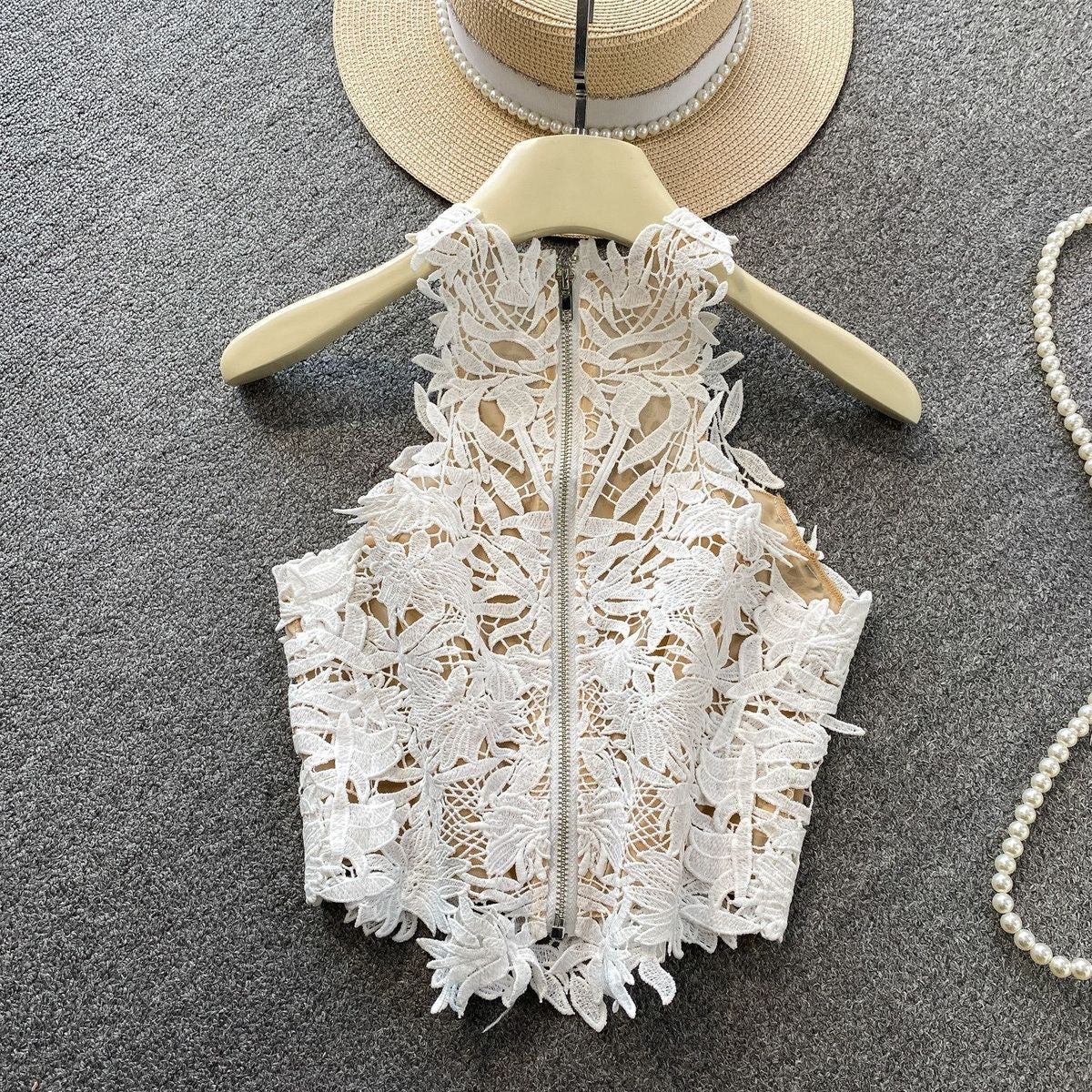 Die-cut lace summer top