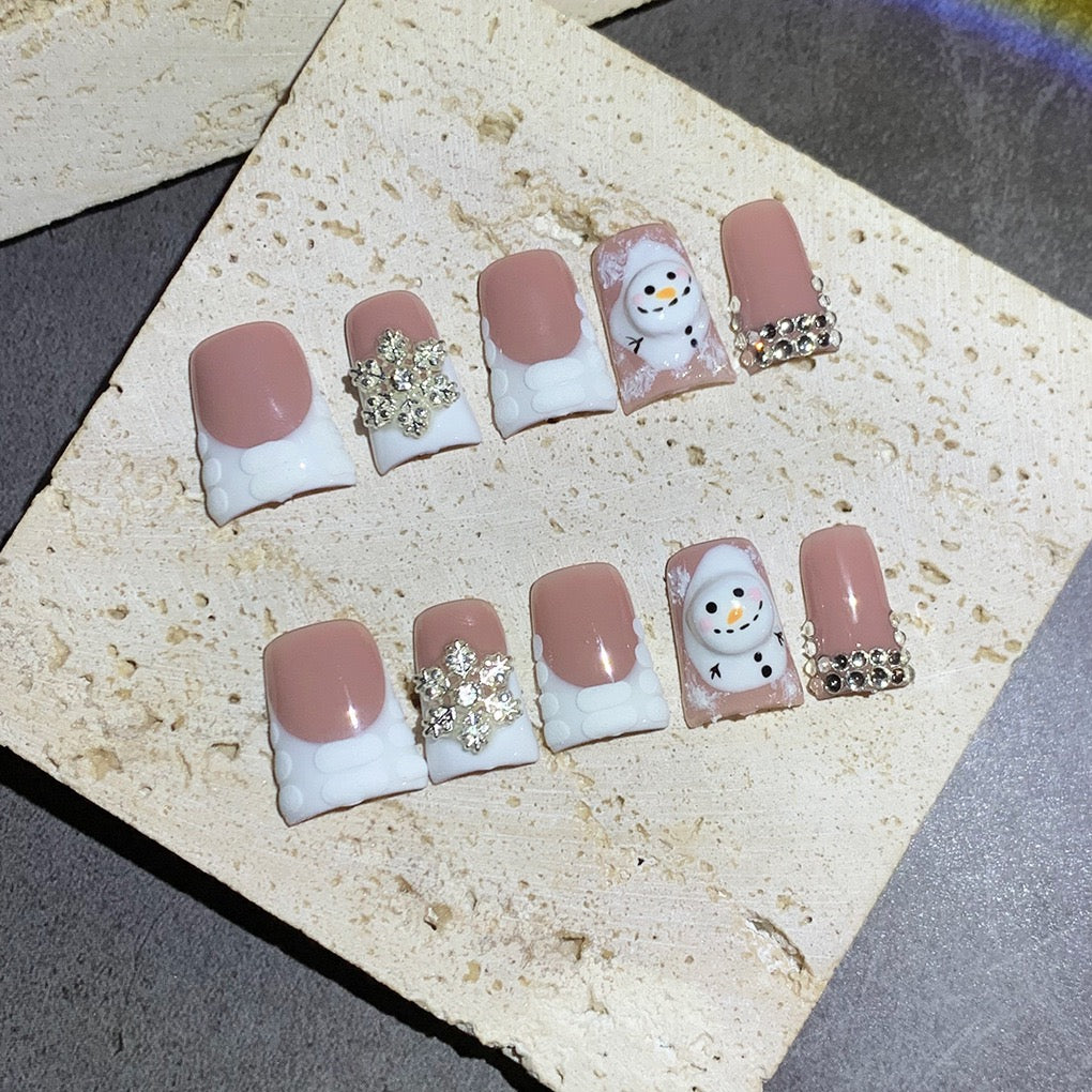Snowy French Tip Acrylic Set❄️🌨️