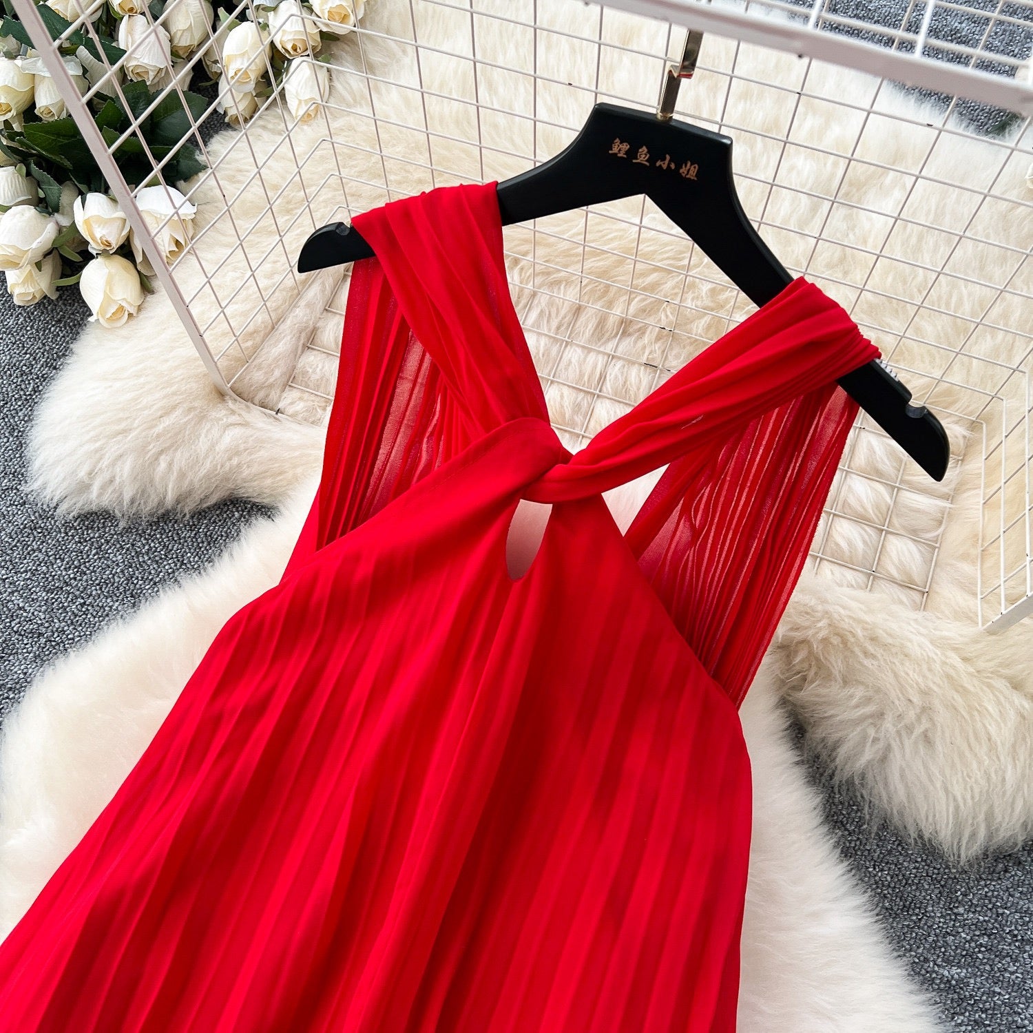 French style backless dress