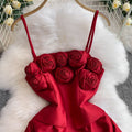 Rosette Romance Satin Mini Dress
