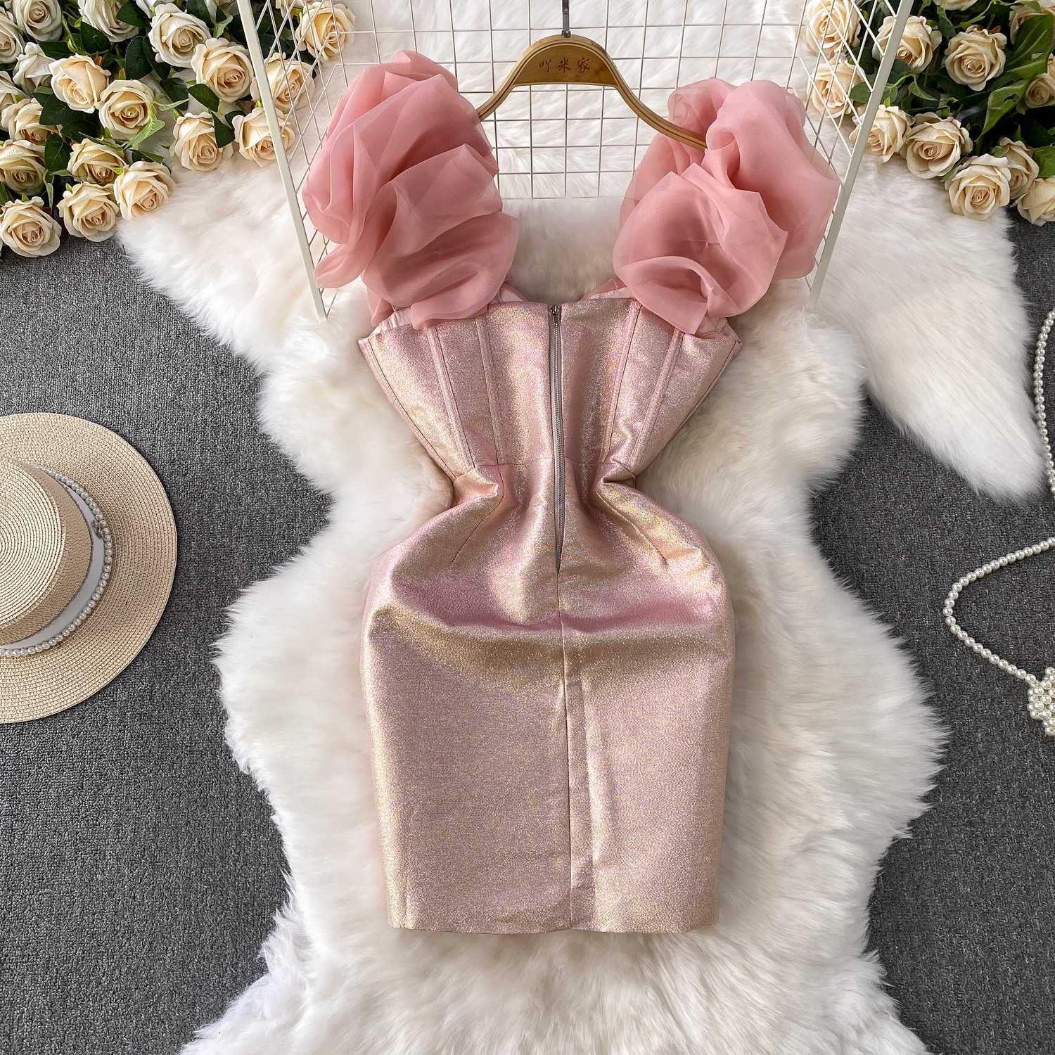 Blush Glam Ruffle Sleeve Mini Dress