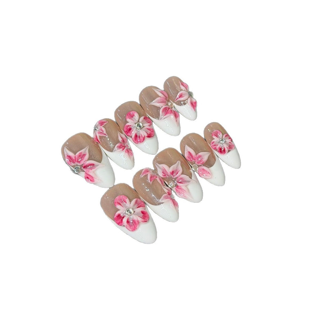 Stiletto Acrylic handmade nails -Pink