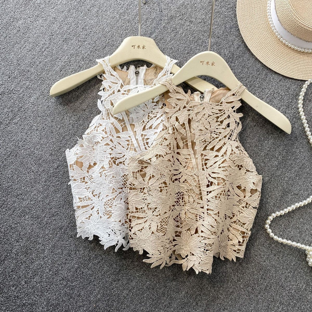 Die-cut lace summer top