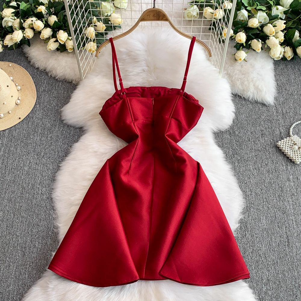 Rosette Romance Satin Mini Dress