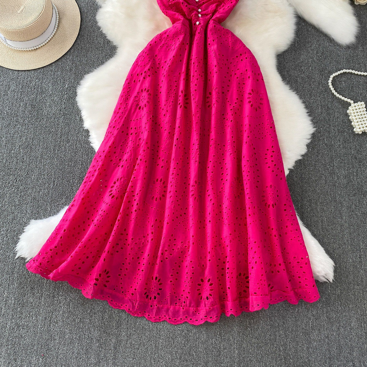 Pink midi length summer dress