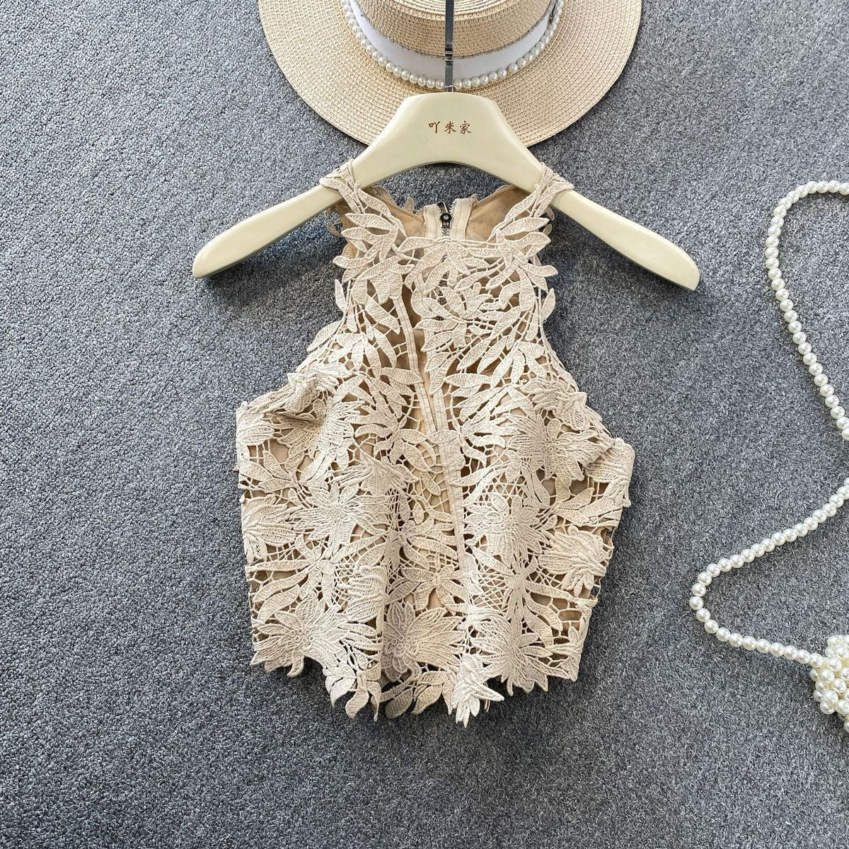 Die-cut lace summer top